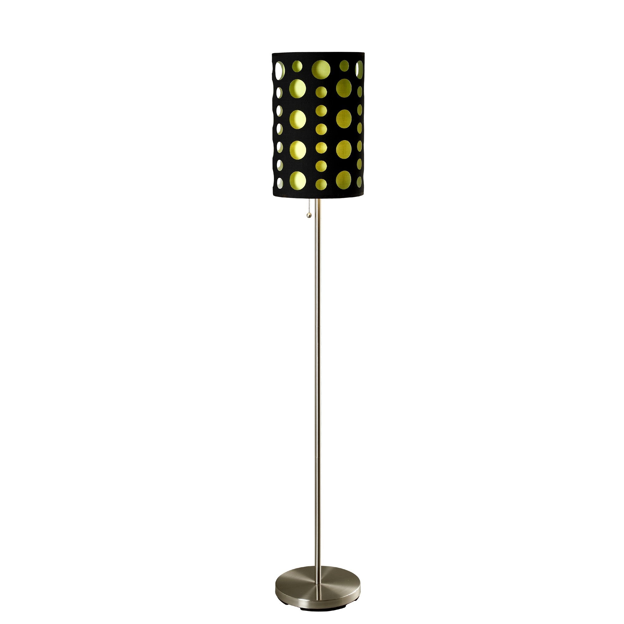 66" Steel Novelty Floor Lamp With Black And Green Drum Shade - Lighting