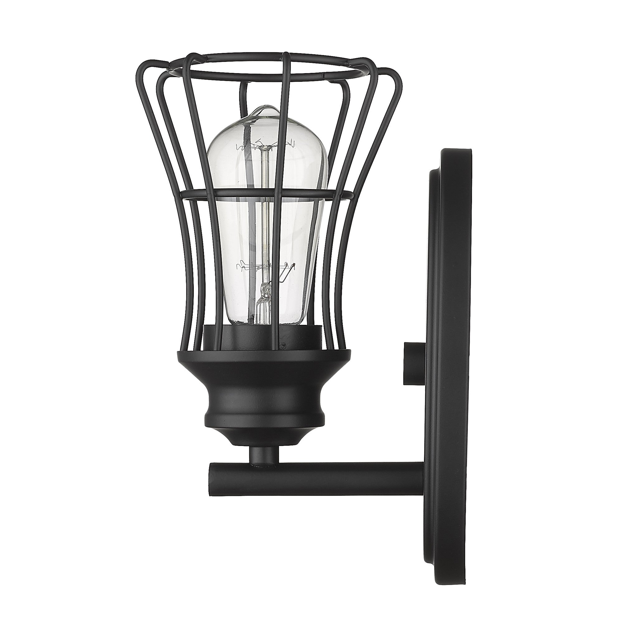 One Light Matte Black Cage Wall Sconce Default Title