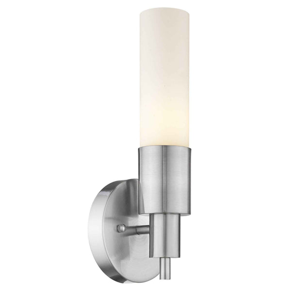Silver Narrow Wall Light with Frosted Glass Shade Default Title