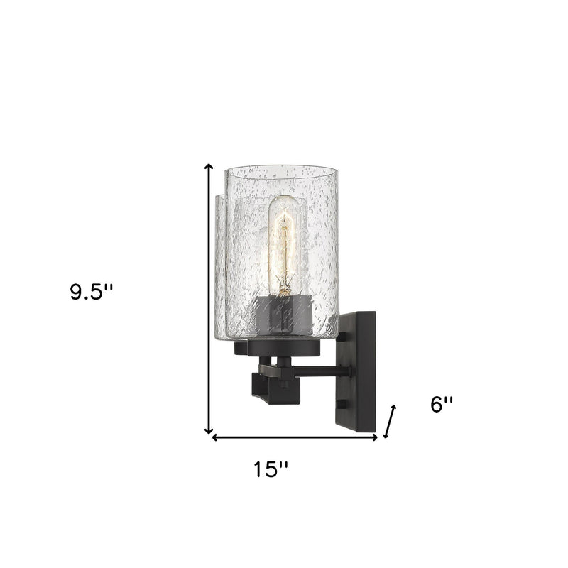 10" Black And Clear Metal Vanity Flush Mounted Sconce - Lighting