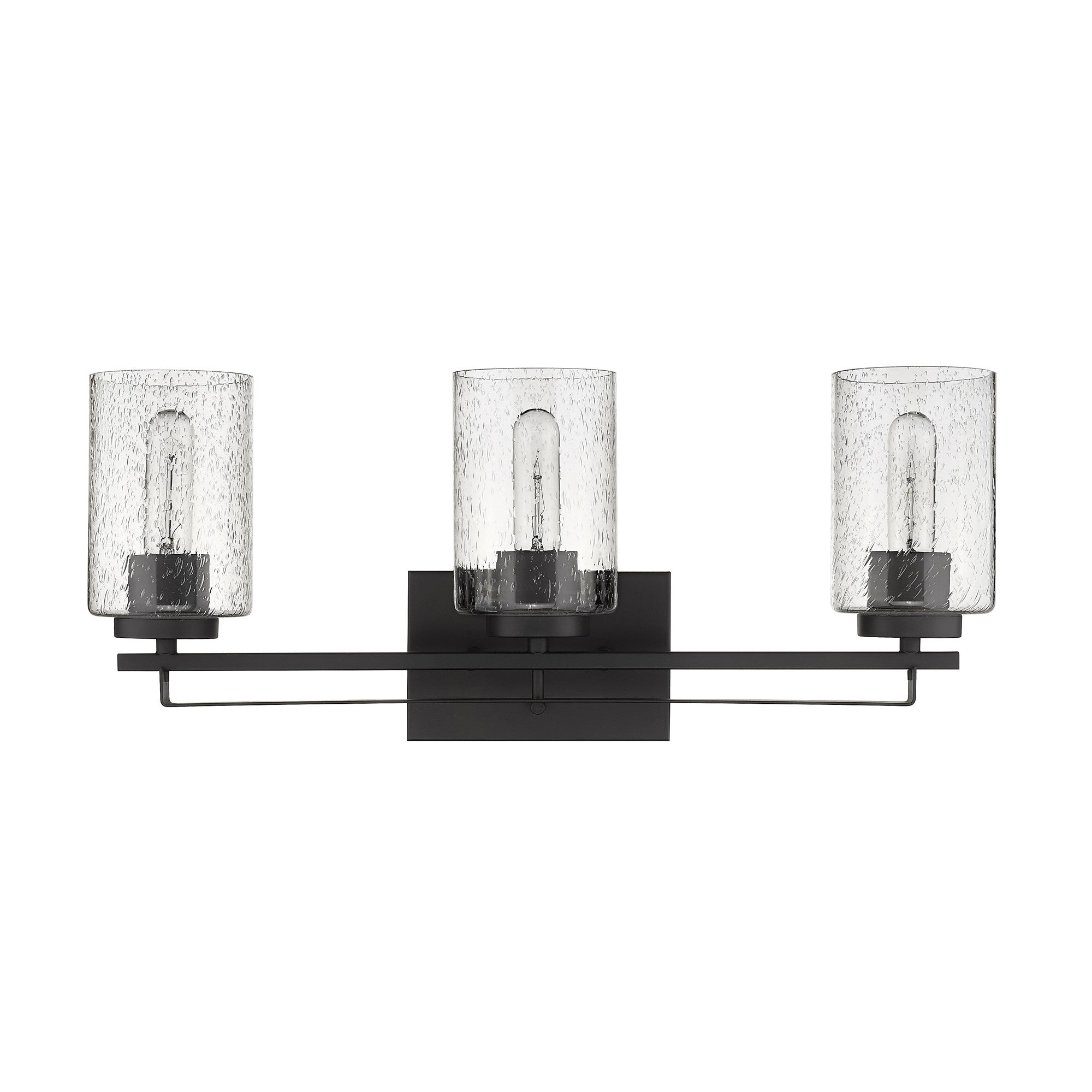 Bronze Metal and Textured Glass Three Light Wall Sconce Default Title