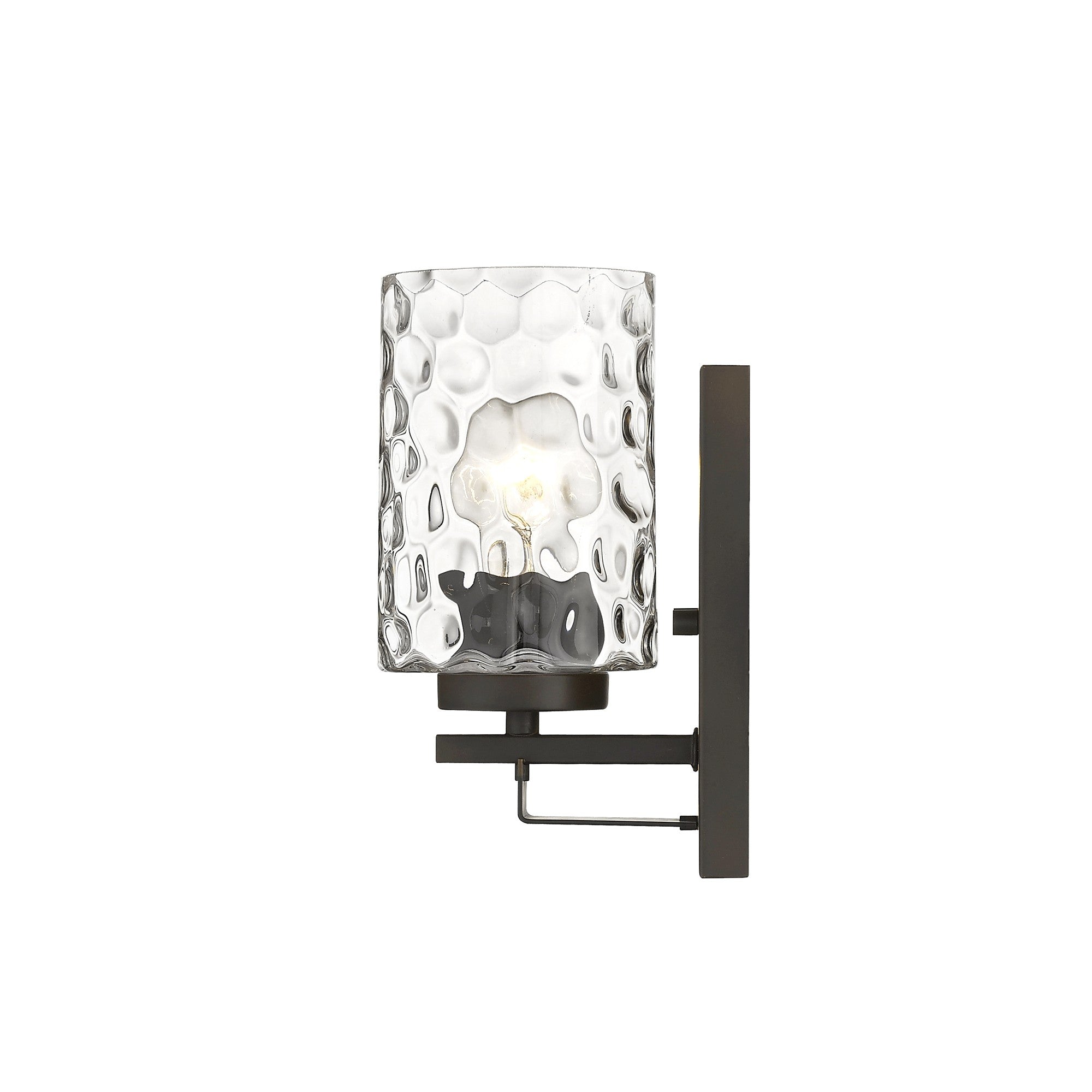 Bronze Metal and Pebbled Glass Wall Sconce - Lighting