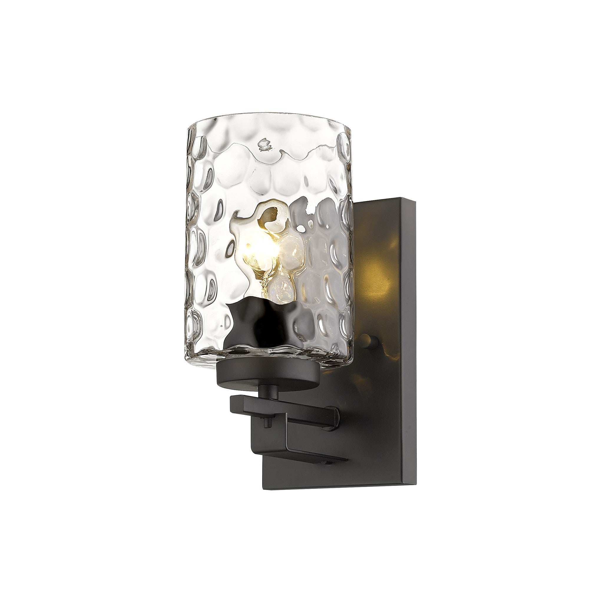 Bronze Metal and Pebbled Glass Wall Sconce - Lighting