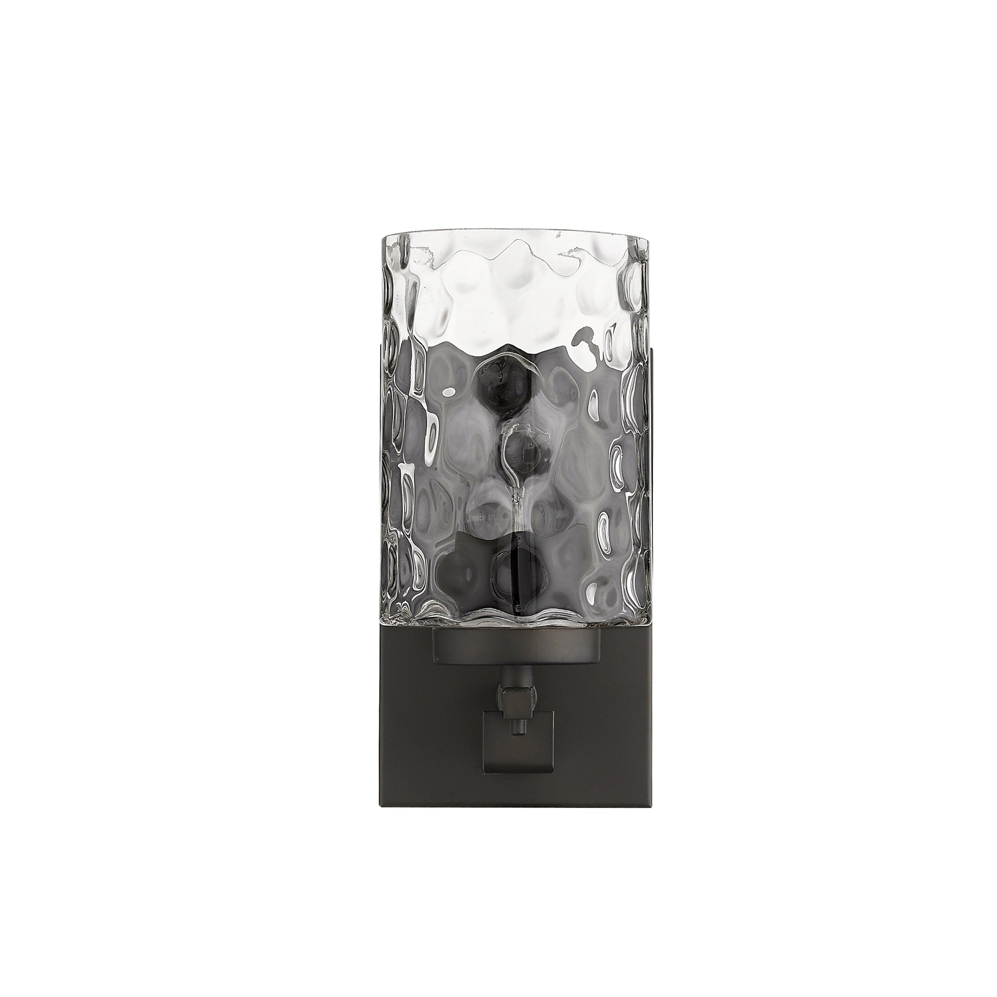 Bronze Metal and Pebbled Glass Wall Sconce - Lighting