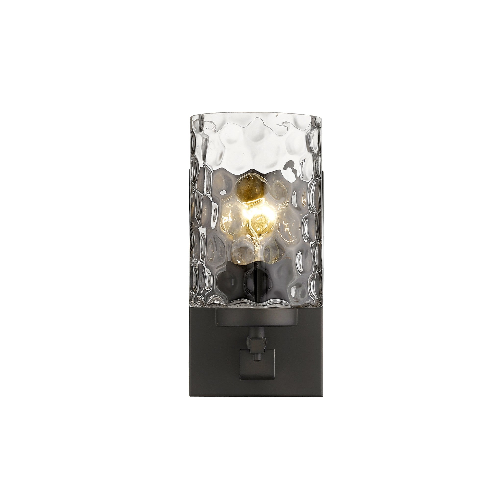 Bronze Metal and Pebbled Glass Wall Sconce - Lighting