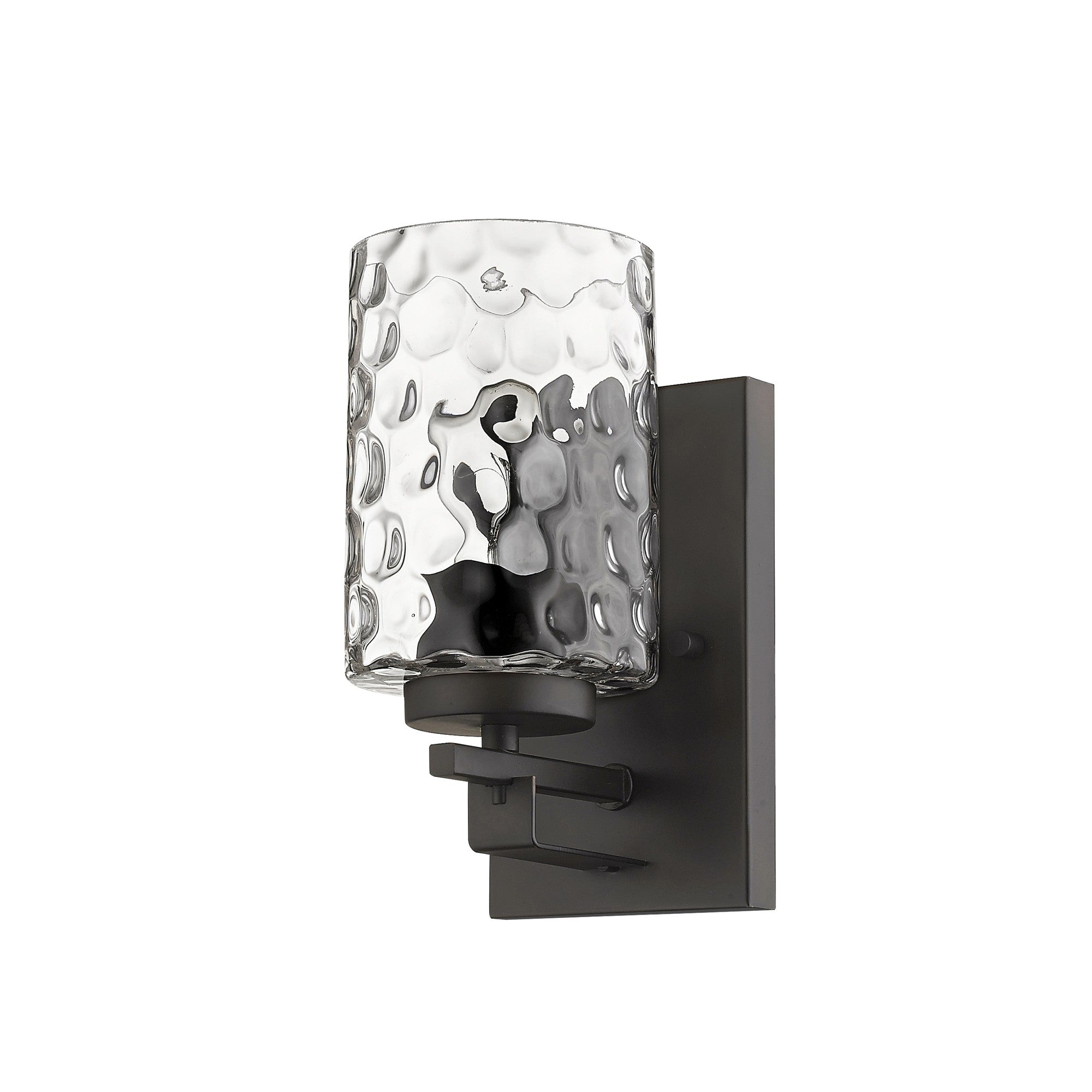 Bronze Metal and Pebbled Glass Wall Sconce - Lighting