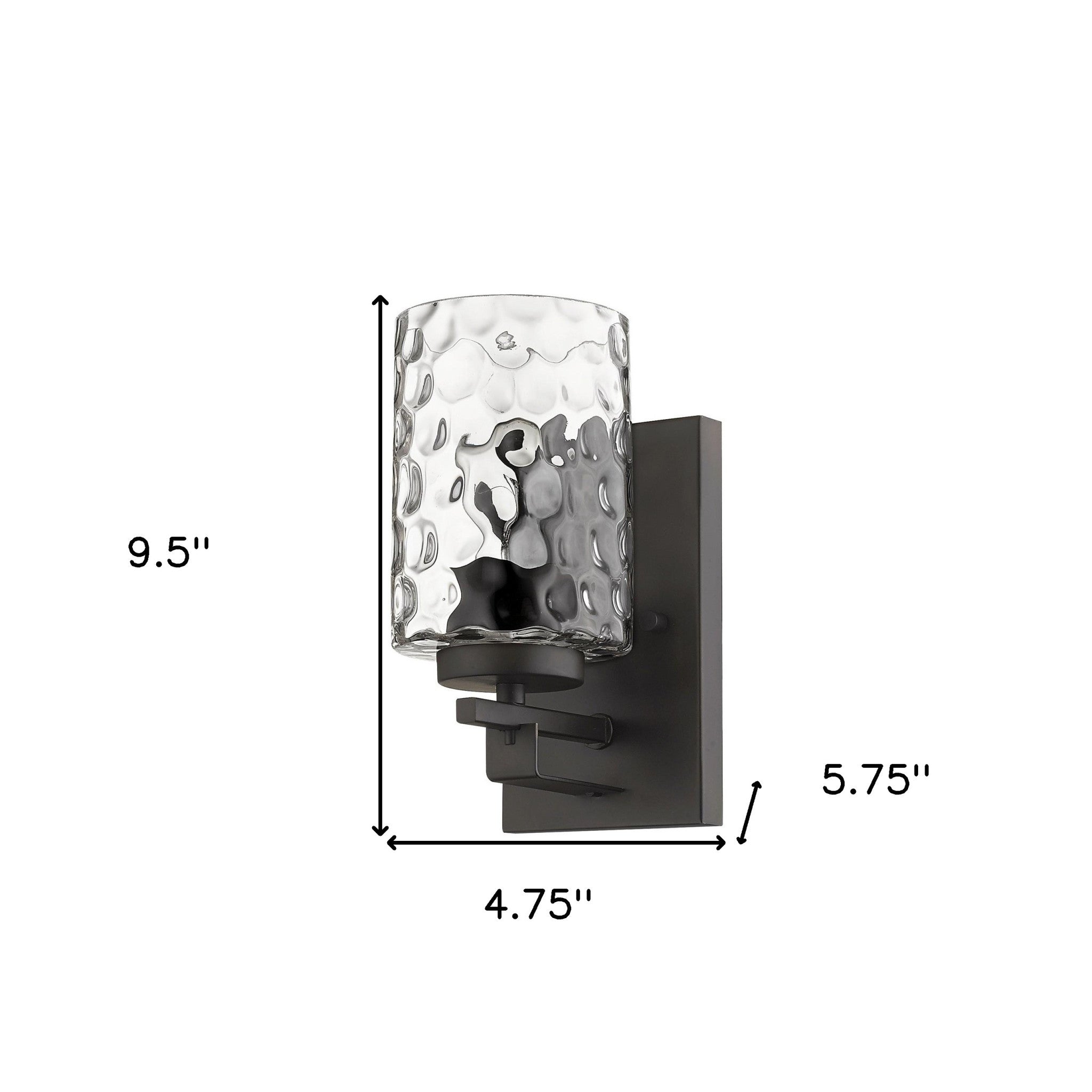 Bronze Metal and Pebbled Glass Wall Sconce - Lighting