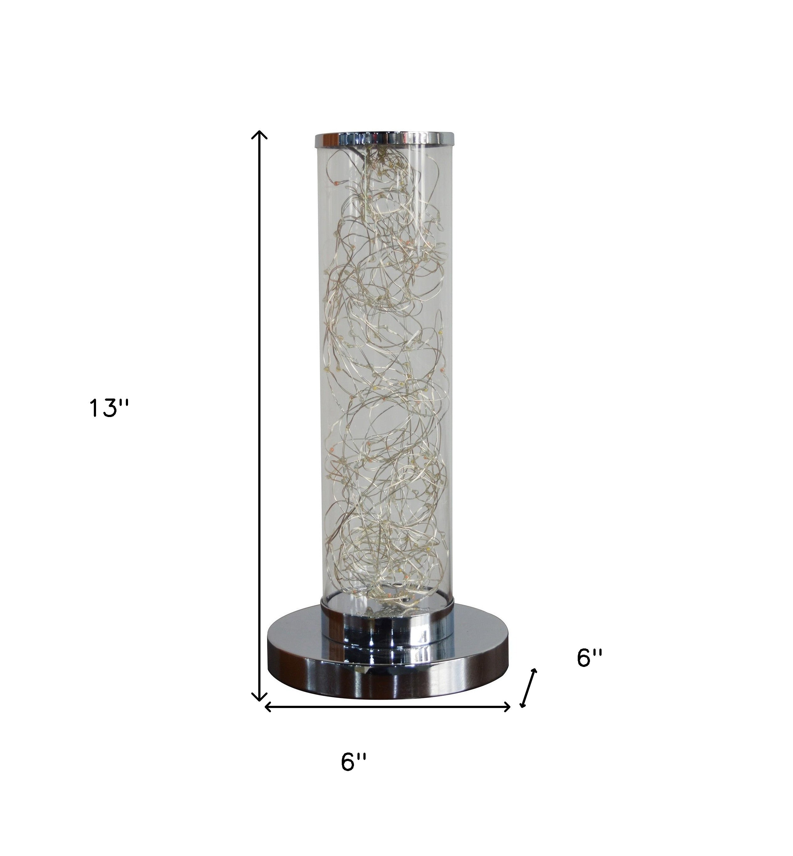 13" Silver Metal Column LED Table Lamp - Lighting