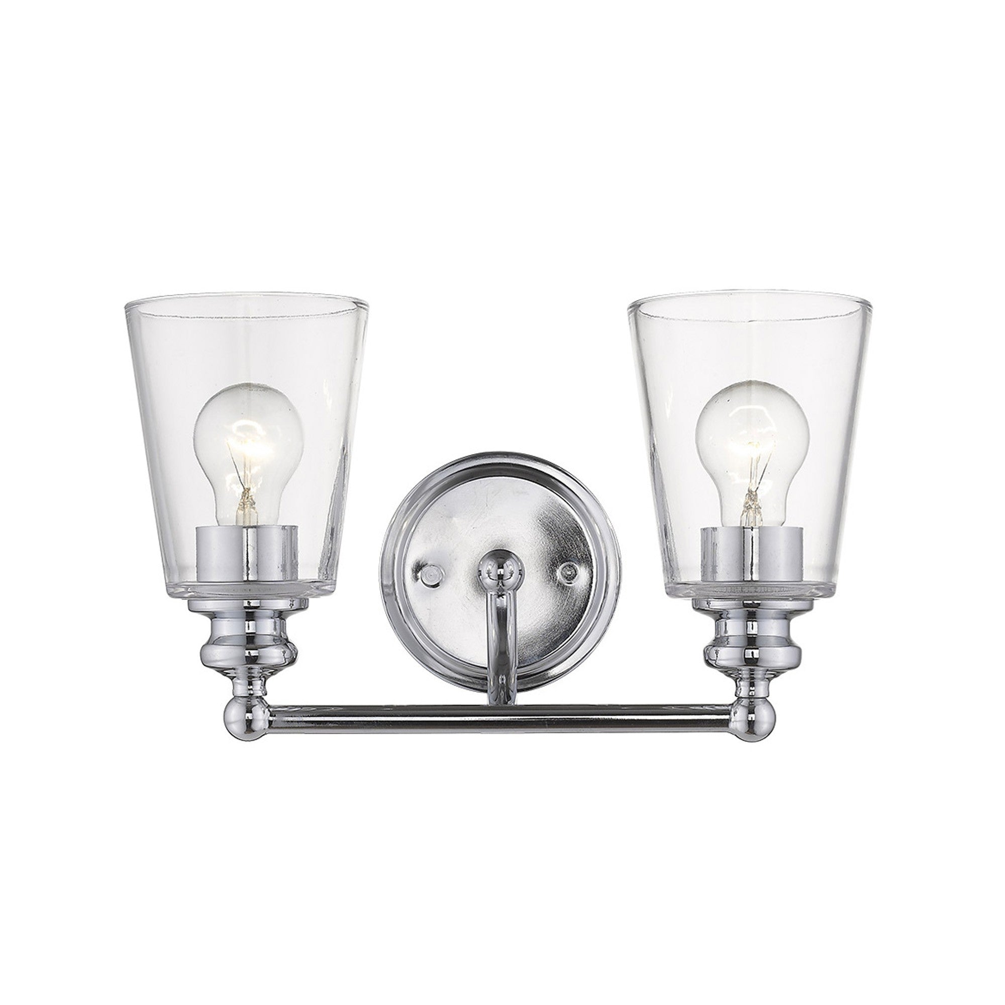 Two Light Silver Glass Shade Wall Sconce Default Title