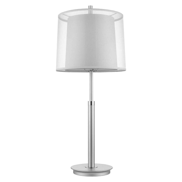 31" Silver Metal Table Lamp With White Empire Shade Default Title