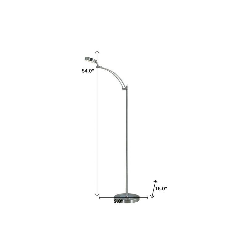54" Silver Adjustable LED Task Floor Lamp With Silver - Lighting