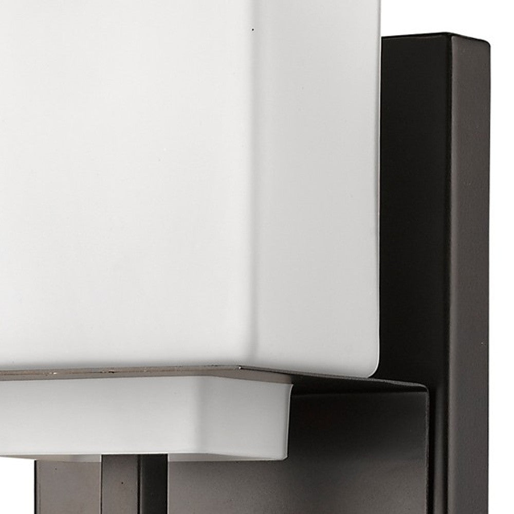 One Light Bronze White Glass Wall Sconce Default Title