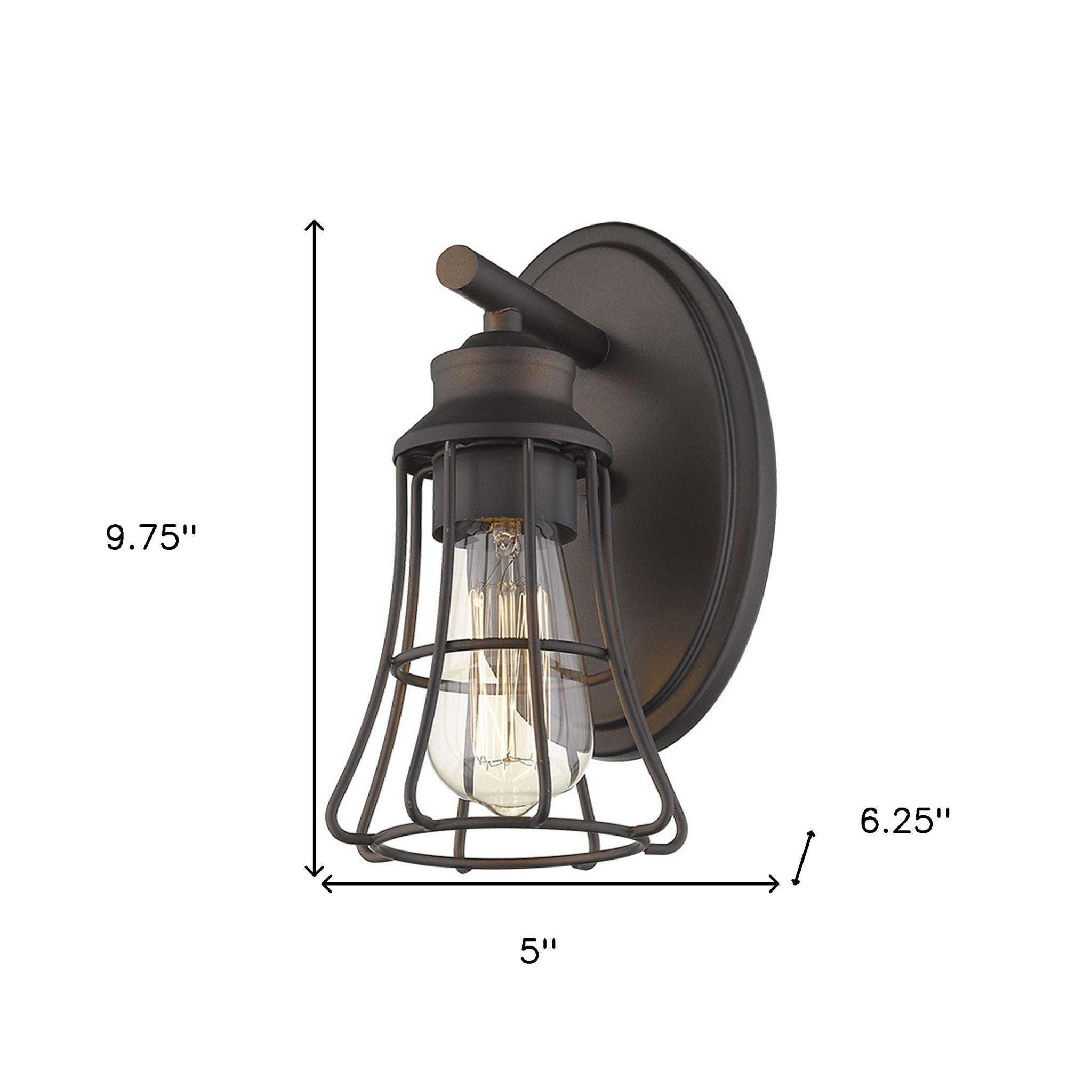 One Light Bronze Cage Wall Light Default Title
