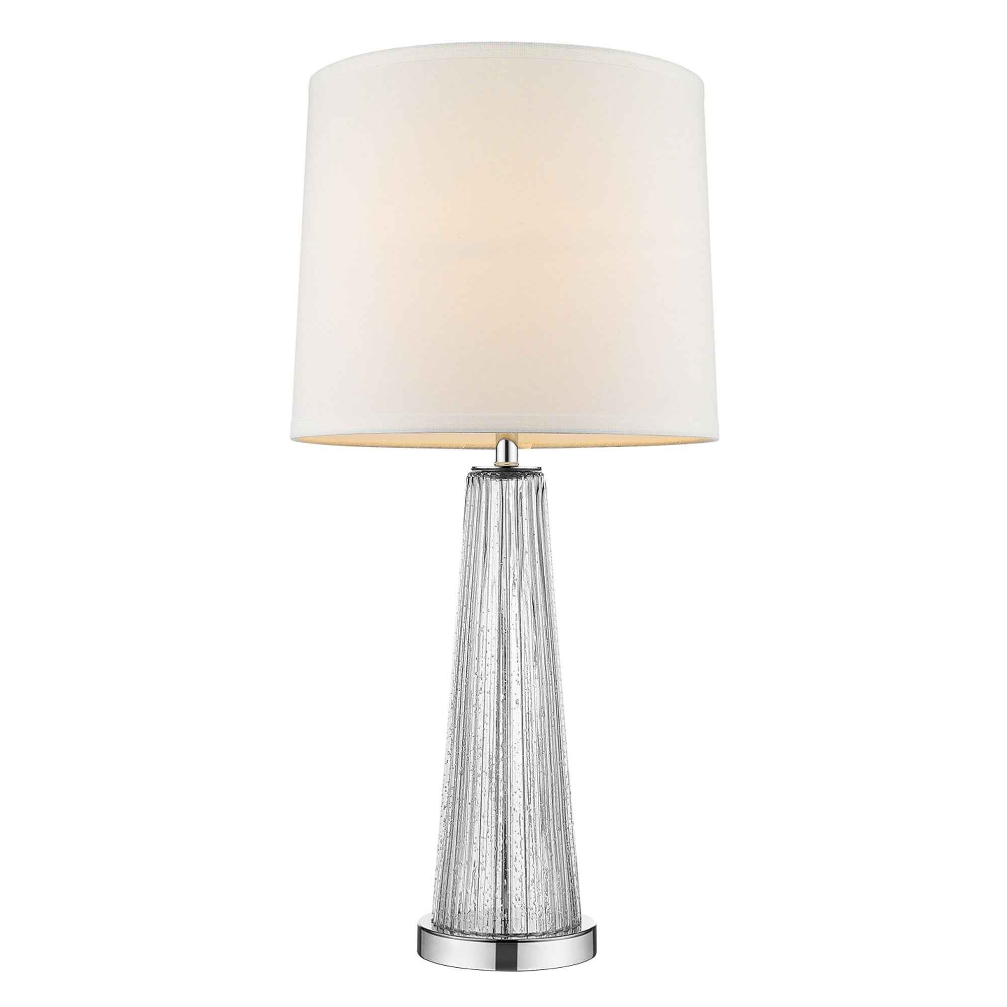 29" Clear Glass Buffet Lamp With Off White Empire Shade