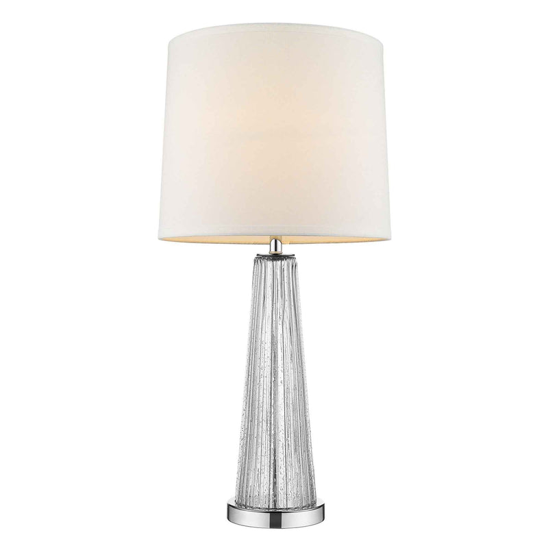 29" Clear Glass Buffet Lamp With Off White Empire Shade