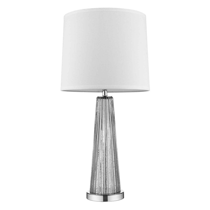 29" Silver Glass Buffet Lamp With Off White Empire Shade