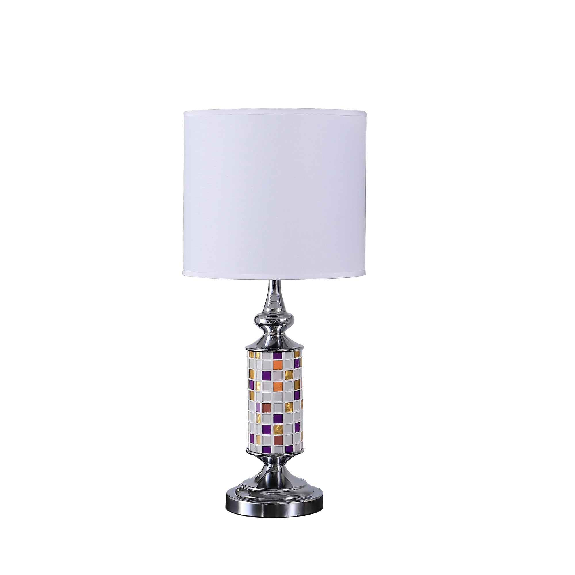 24" Silver Bedside Table Lamp With White Drum Shade - Lighting