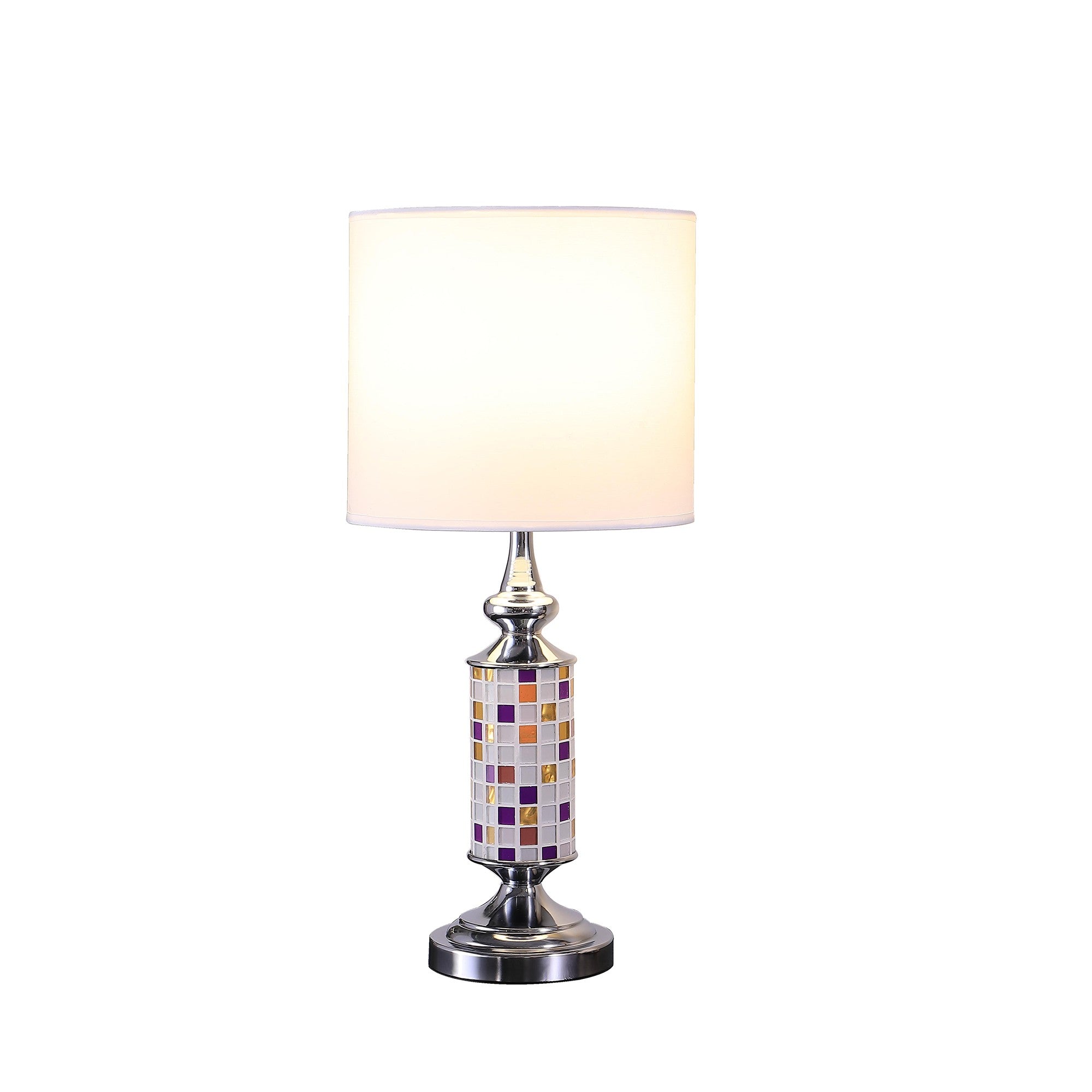 24" Silver Bedside Table Lamp With White Drum Shade - Lighting
