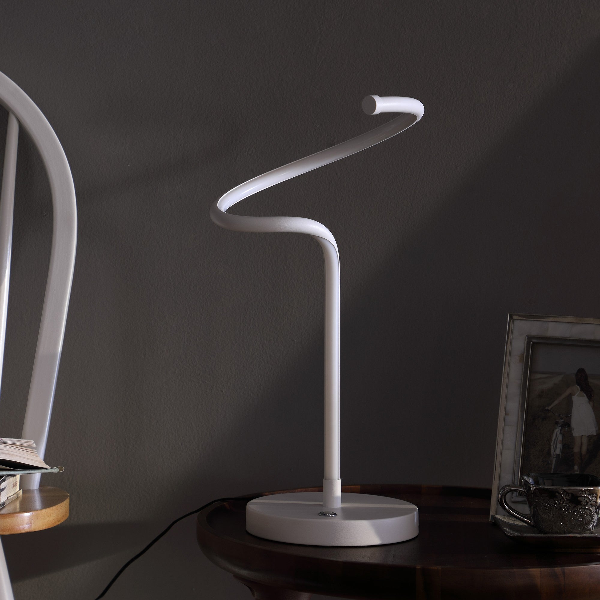 18" White Curvy Spiral LED Table Lamp - Lighting