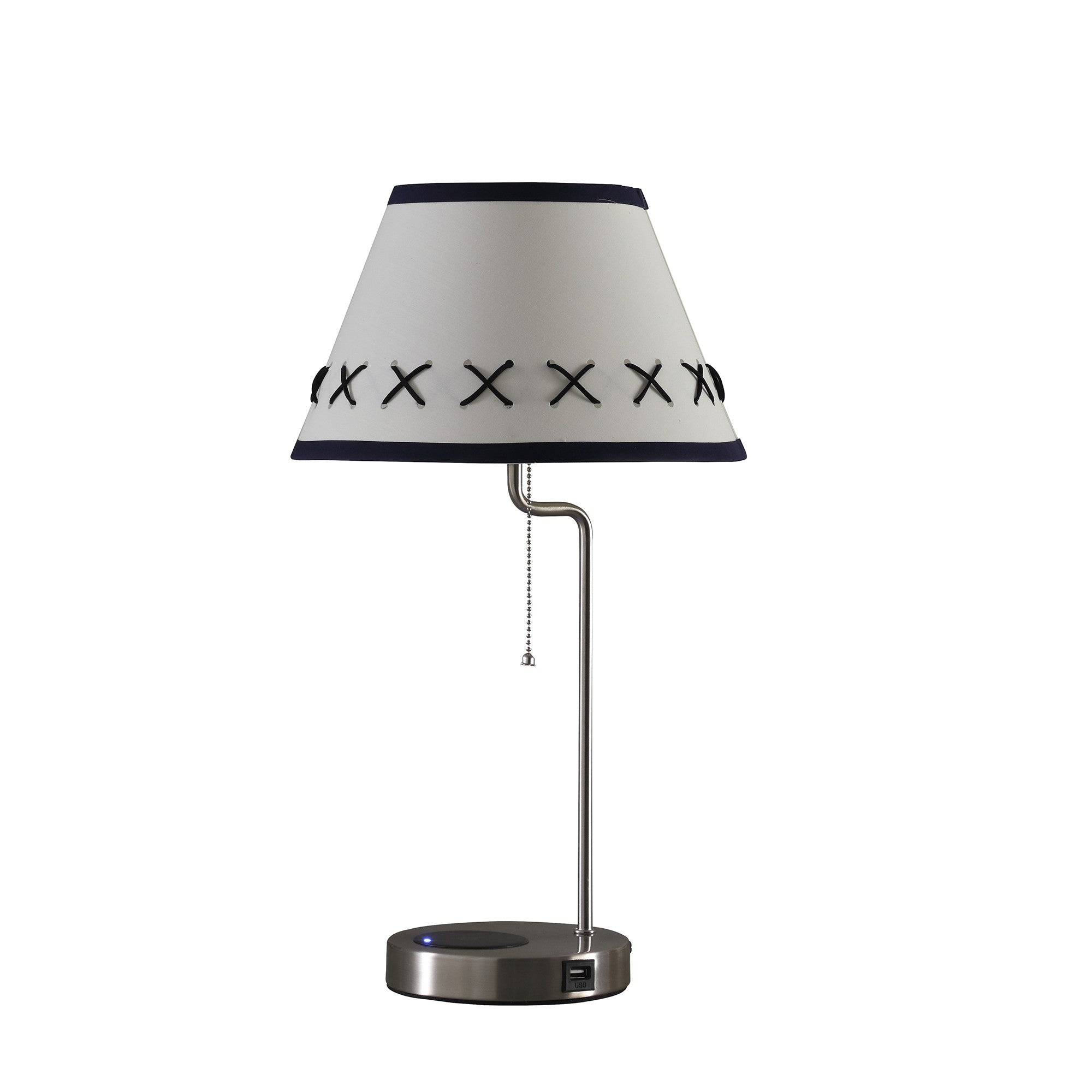 20" Silver Bedside Table Lamp With Off White Empire Shade - Lighting