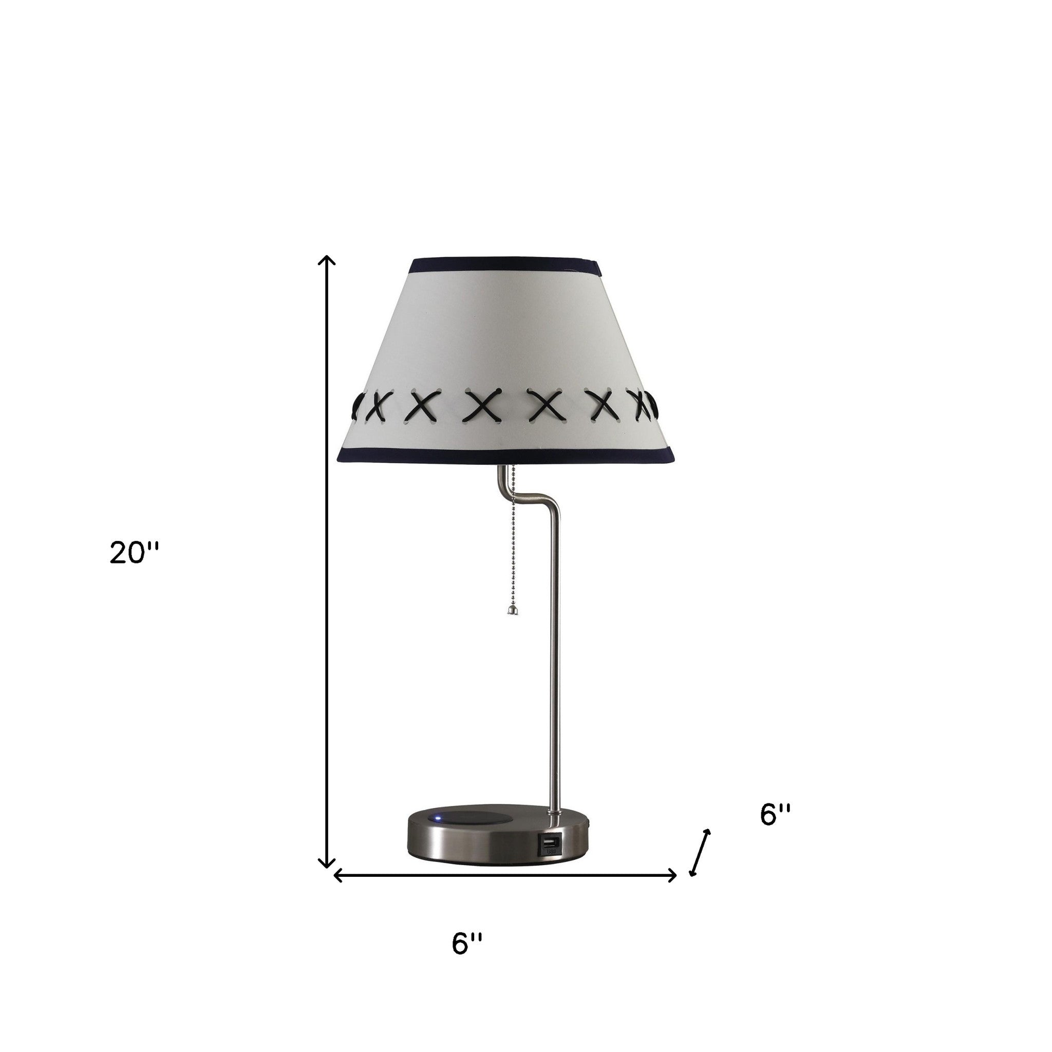 20" Silver Bedside Table Lamp With Off White Empire Shade - Lighting