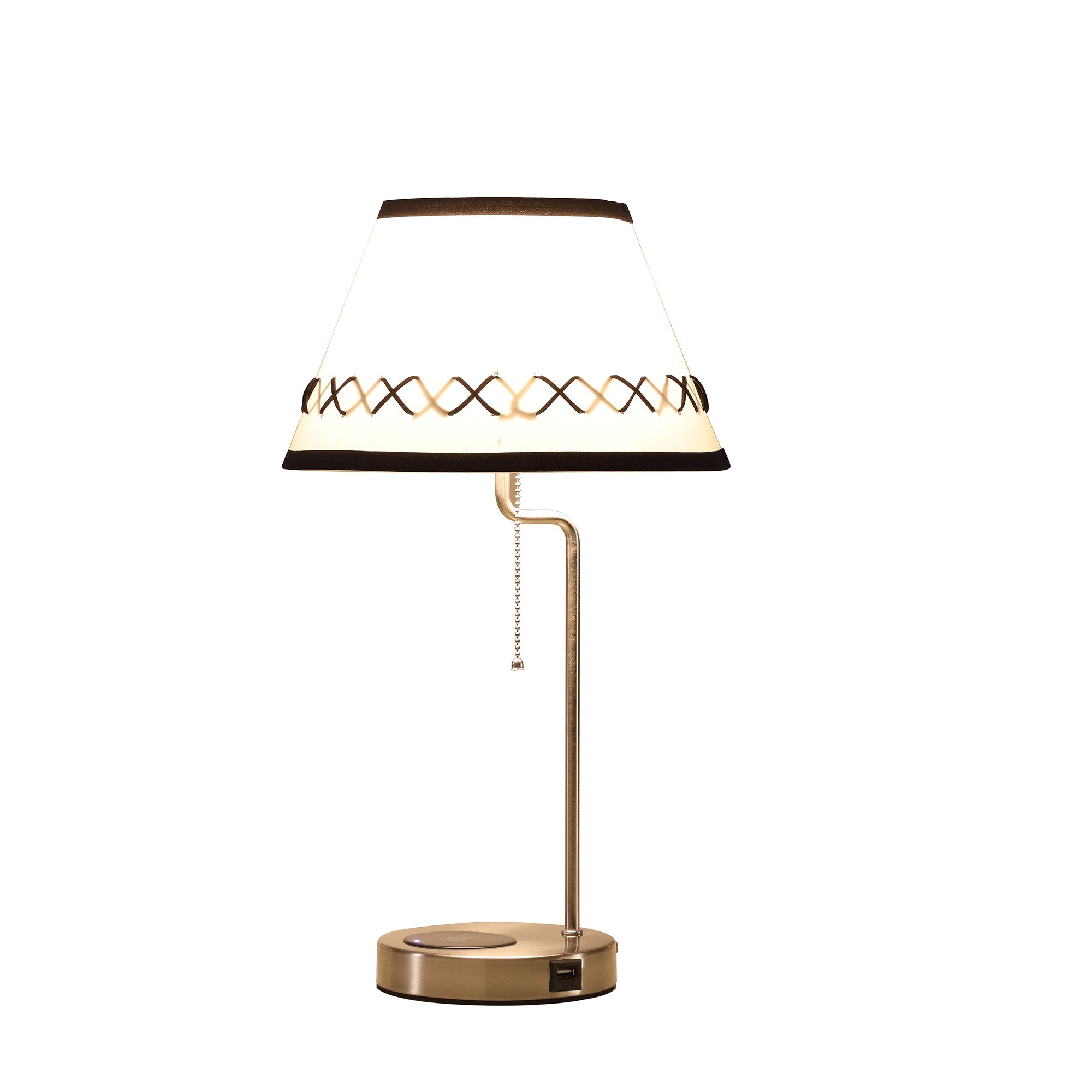 20" Silver Bedside Table Lamp With Off White Empire Shade - Lighting