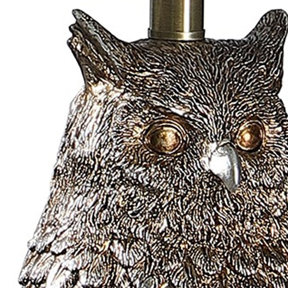 28”  Antiqued Silver Resin Owl Table or Desk Lamp - Lighting