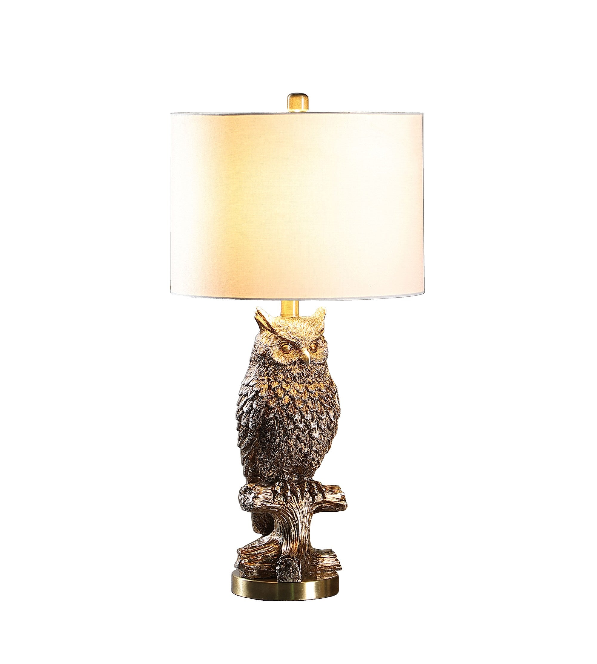28”  Antiqued Silver Resin Owl Table or Desk Lamp - Lighting