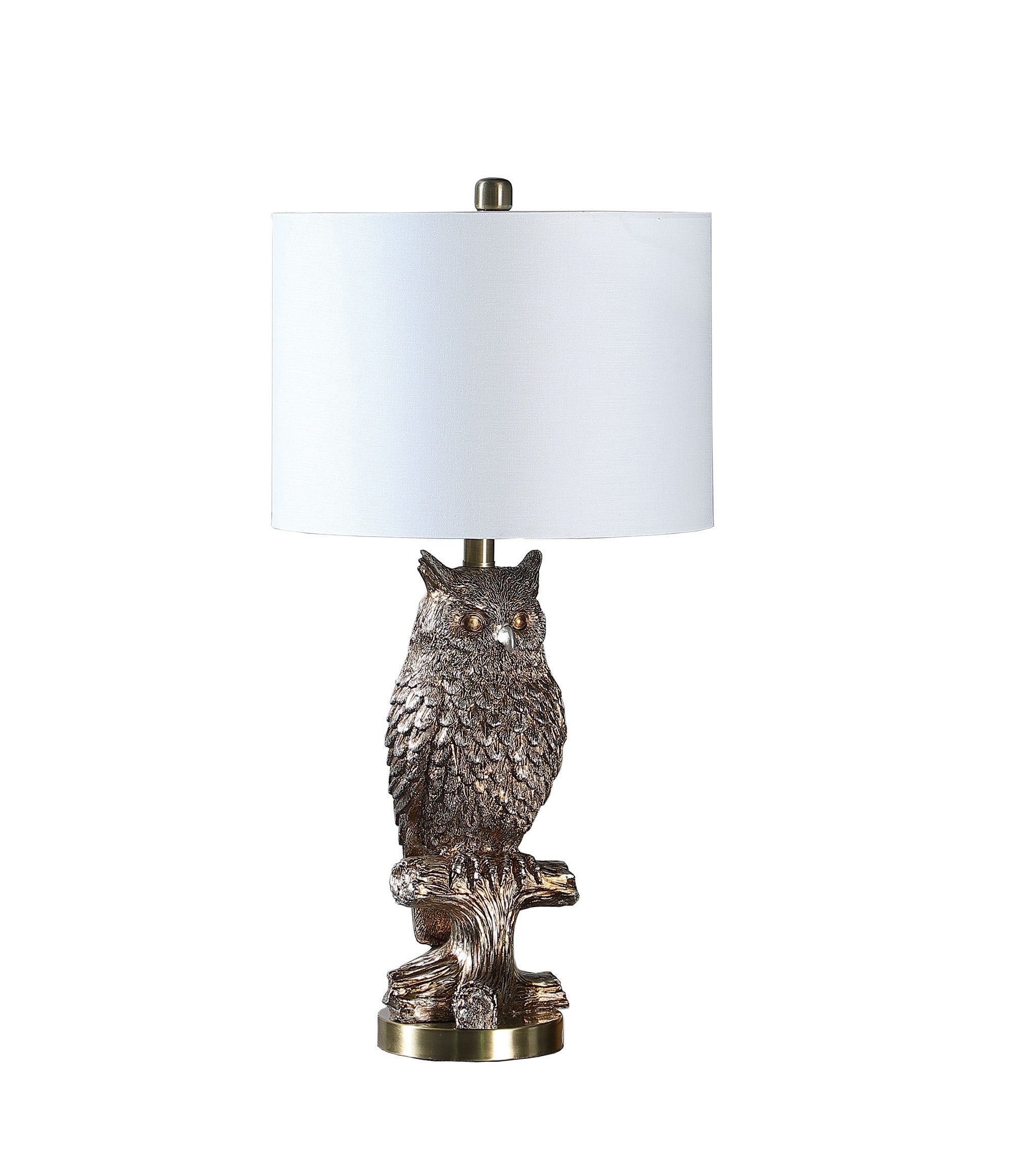 28”  Antiqued Silver Resin Owl Table or Desk Lamp - Lighting