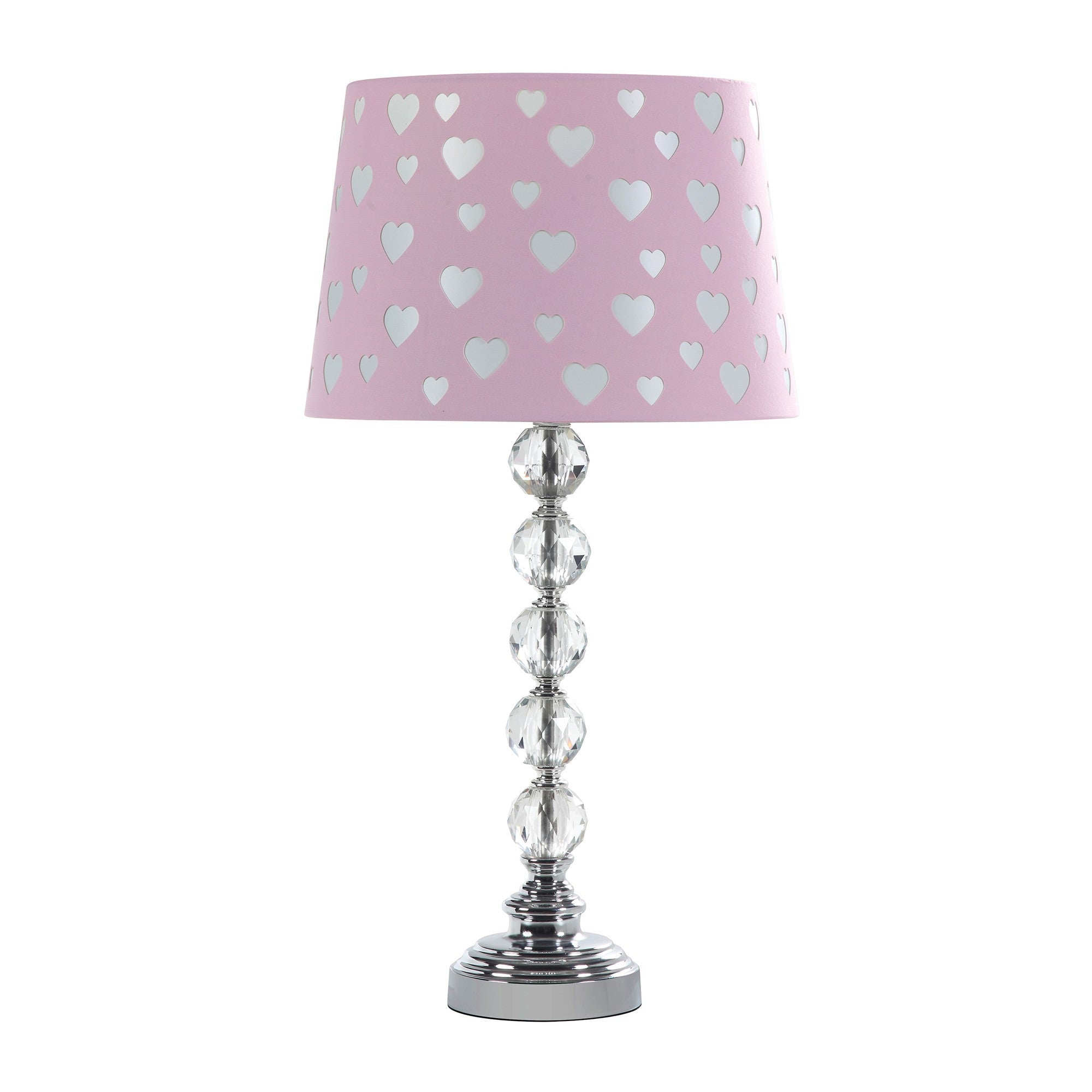 22" Crystal With Pink And White Dot Shade Table Lamp - Lighting