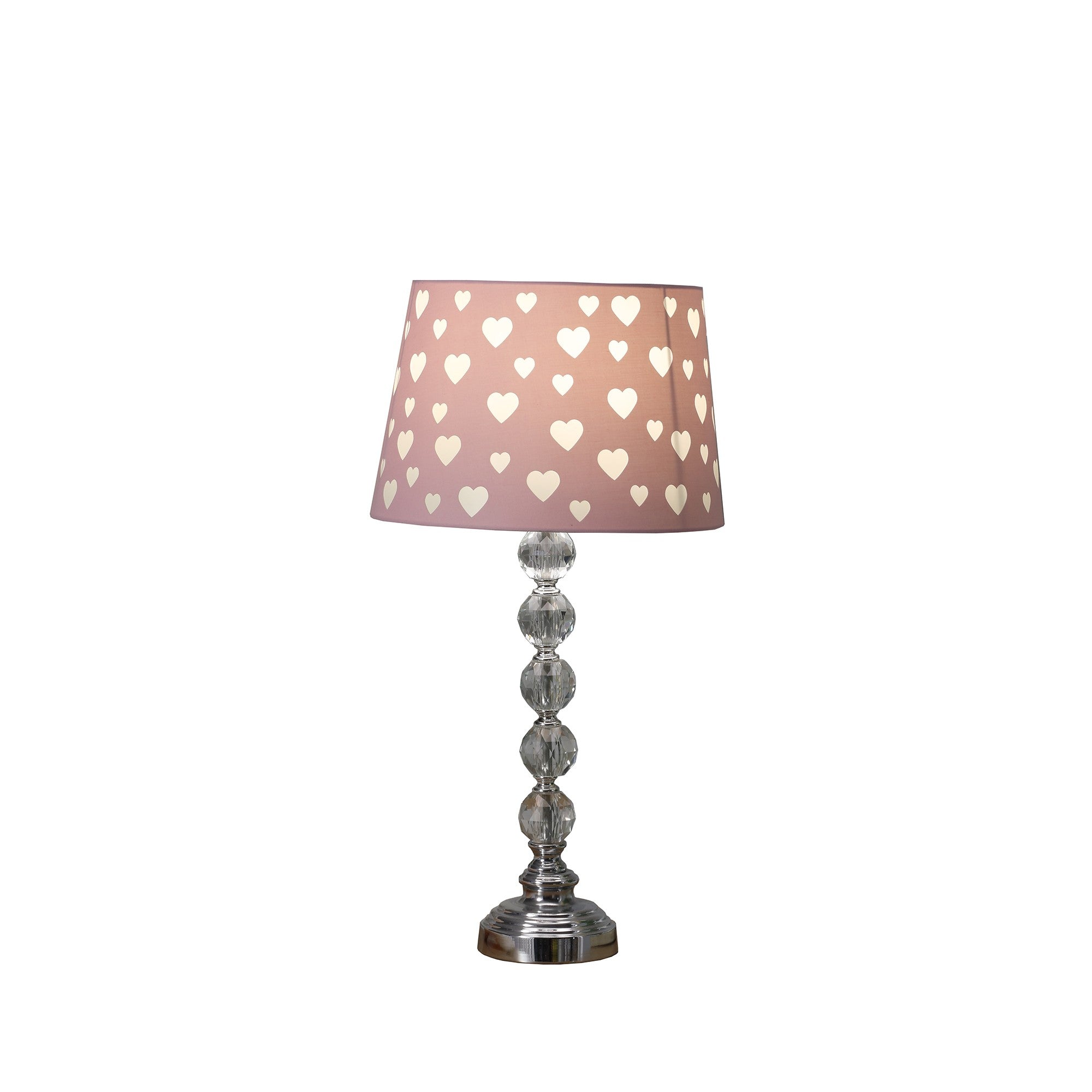 22" Crystal With Pink And White Dot Shade Table Lamp - Lighting