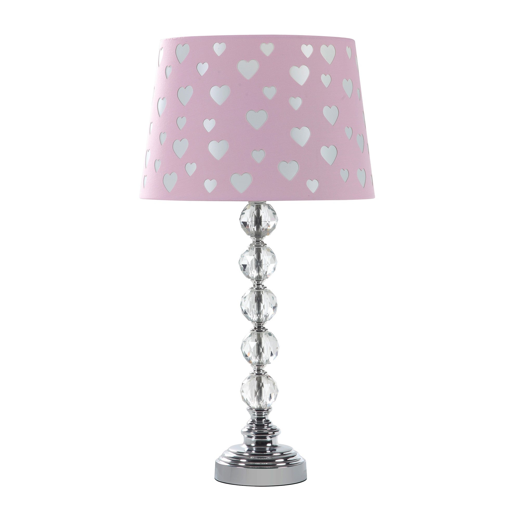 22" Crystal With Pink And White Dot Shade Table Lamp - Lighting
