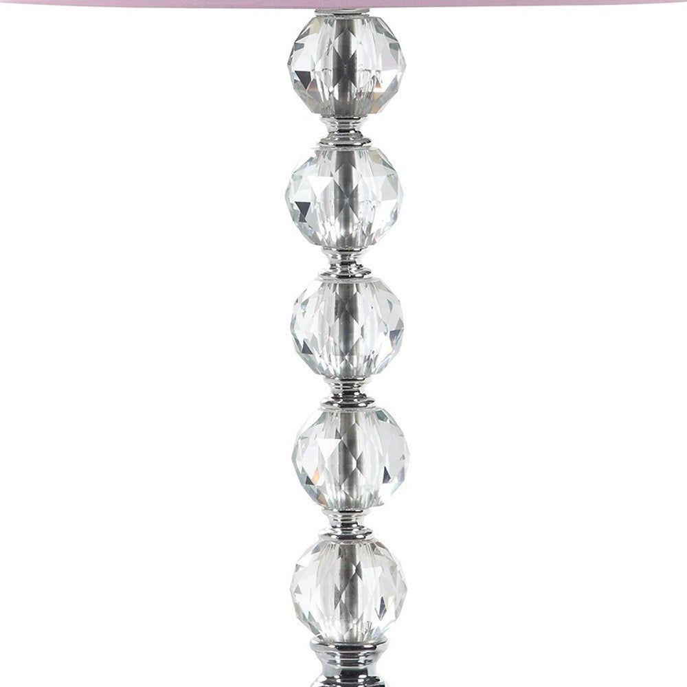 22" Crystal With Pink And White Dot Shade Table Lamp - Lighting