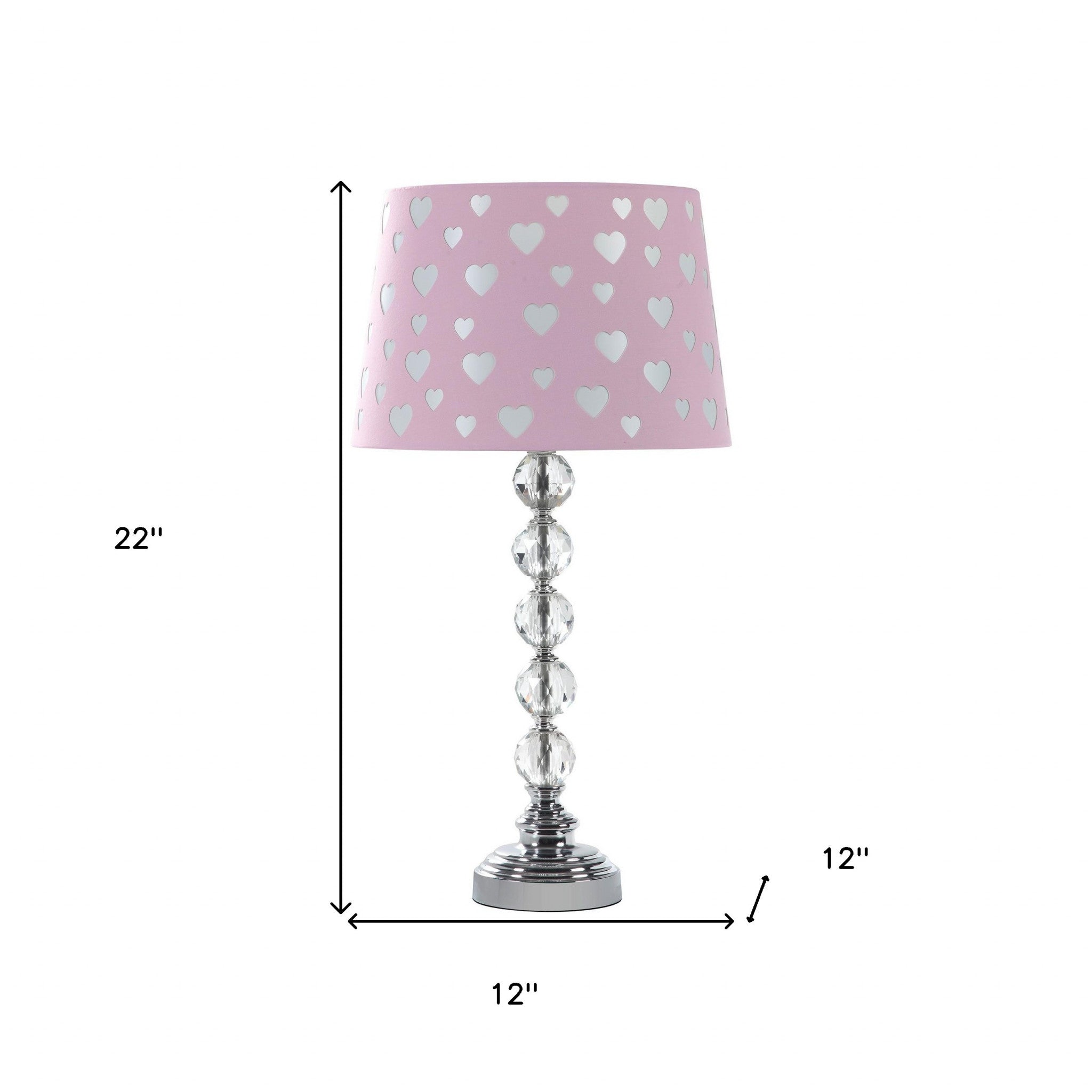 22" Crystal With Pink And White Dot Shade Table Lamp - Lighting