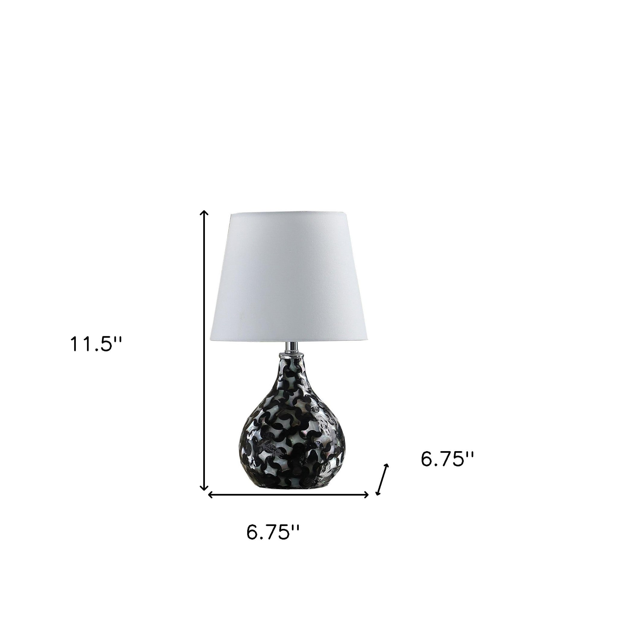 12" Black Table Lamp With White Globe Shade - GreatEagleInc