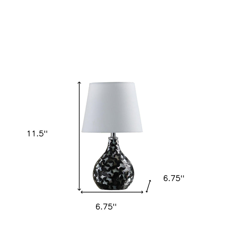 12" Black Table Lamp With White Globe Shade - GreatEagleInc