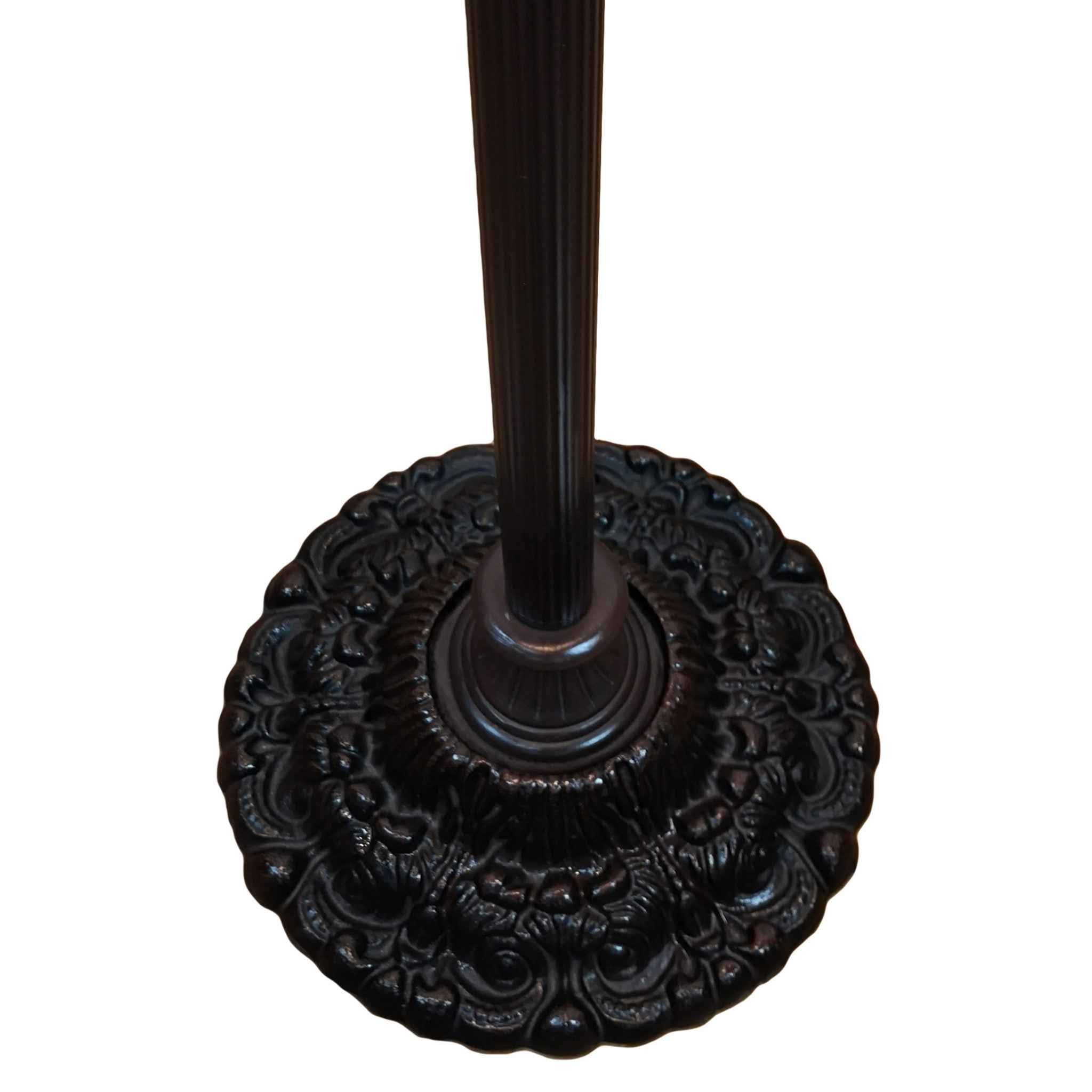 69" Black And Red Torchiere Floor Lamp With Red Dragonfly Glass Dome Shade