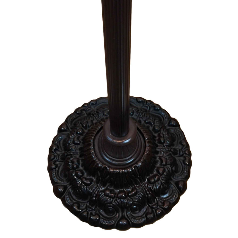 69" Black And Red Torchiere Floor Lamp With Red Dragonfly Glass Dome Shade