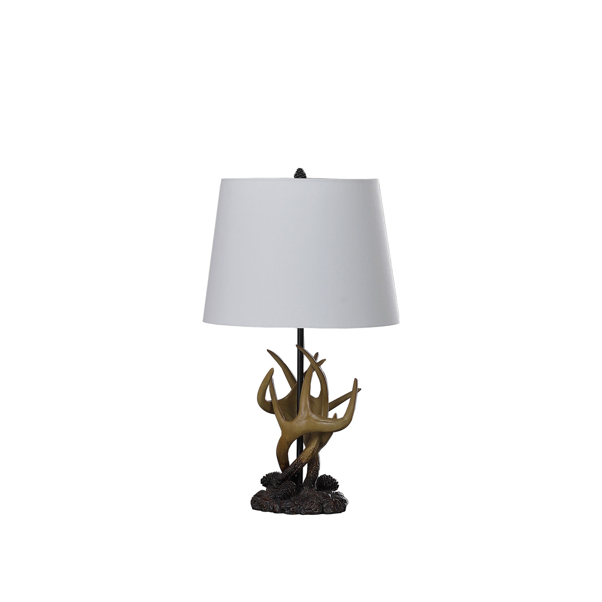 26" Natural And Brown Antlers Table Lamp With White Shade - Lighting