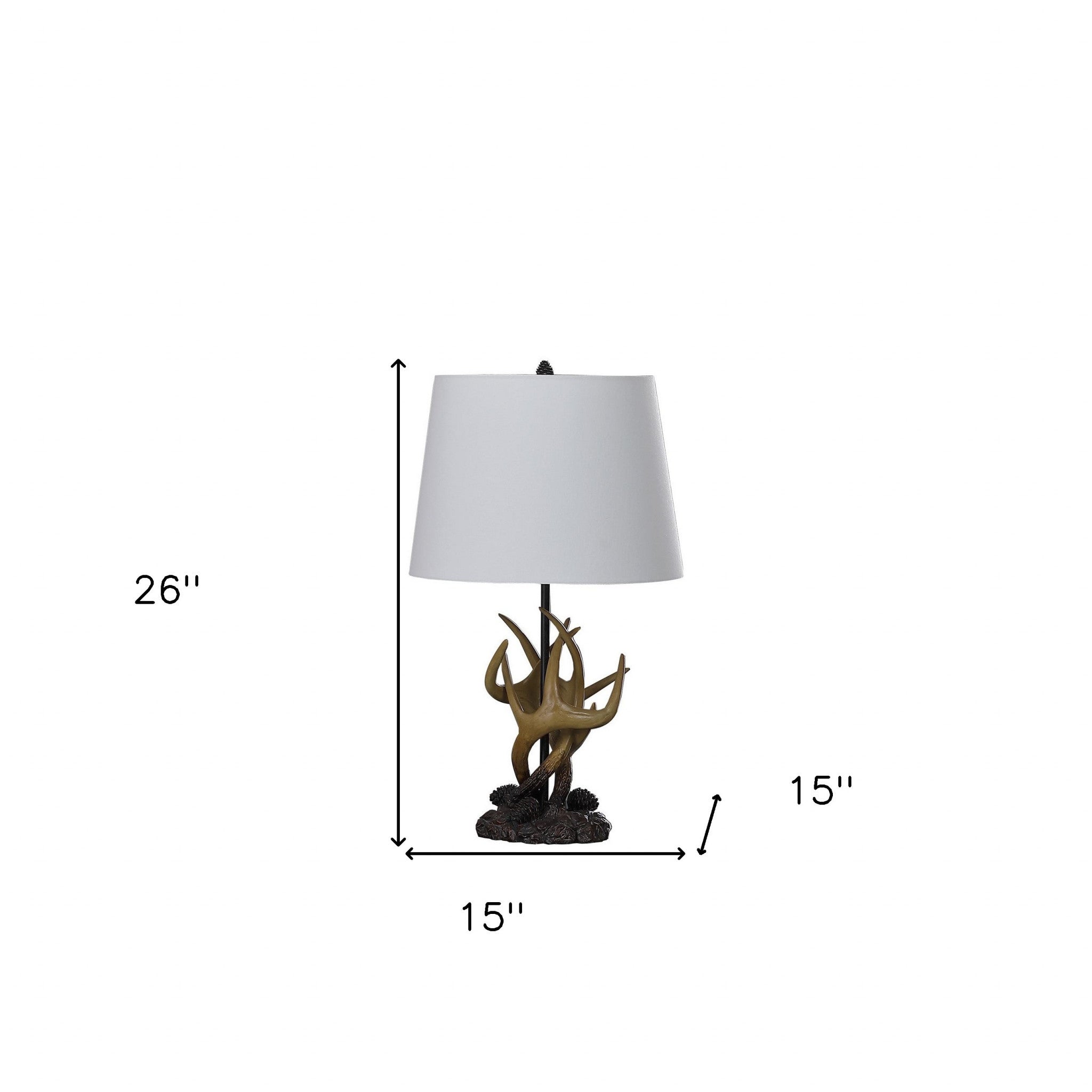 26" Natural And Brown Antlers Table Lamp With White Shade - Lighting