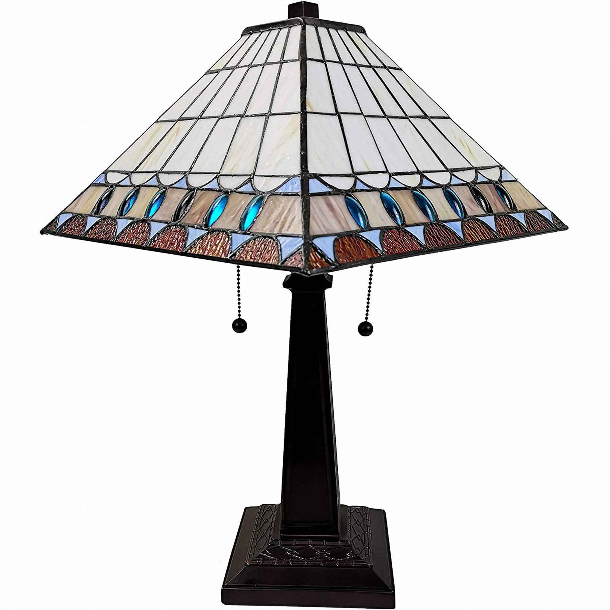 22" Dark Brown Metal Two Light Candlestick Table Lamp With Off White Empire Shade