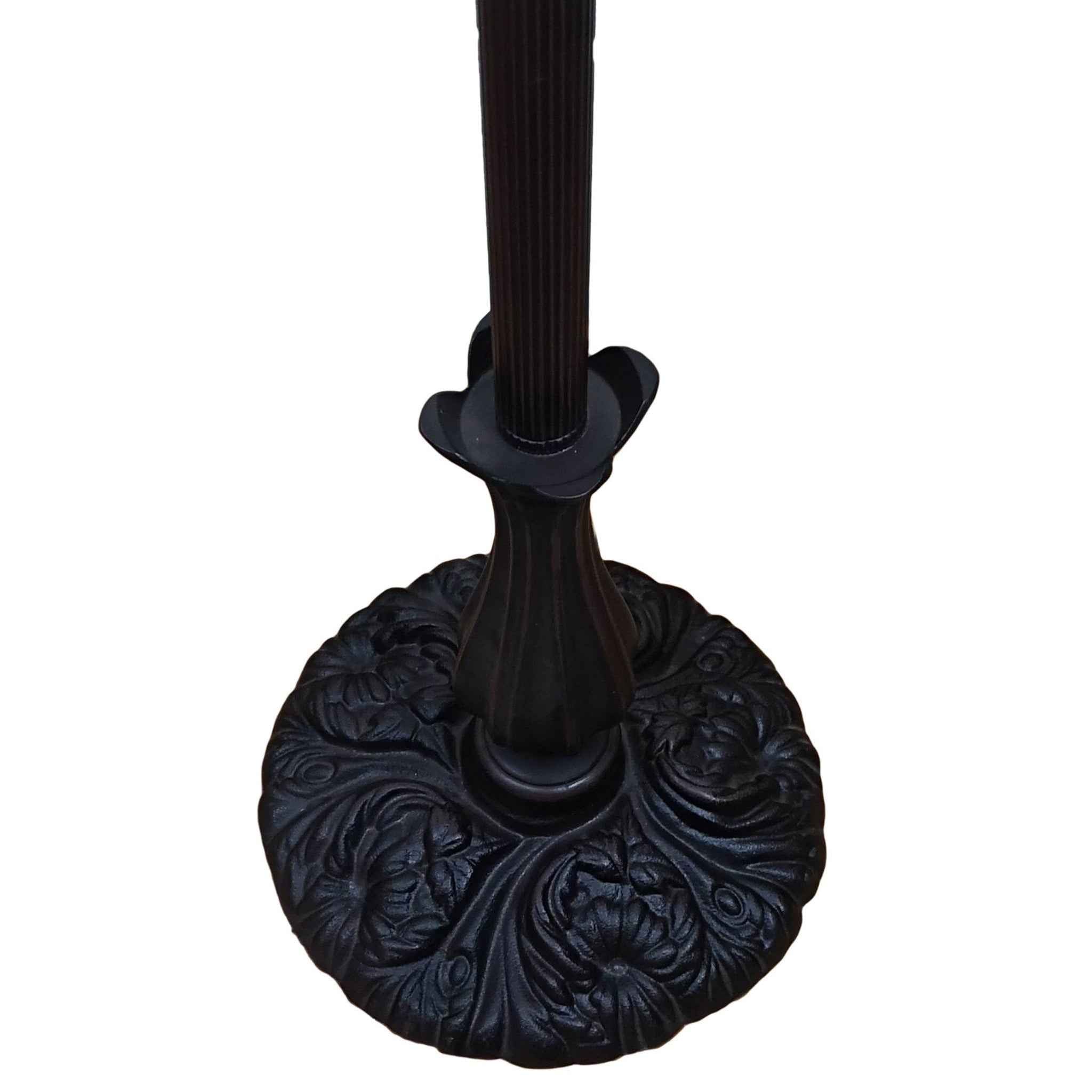 62" Brown And White Torchiere Floor Lamp With White Flowers Glass Dome Shade