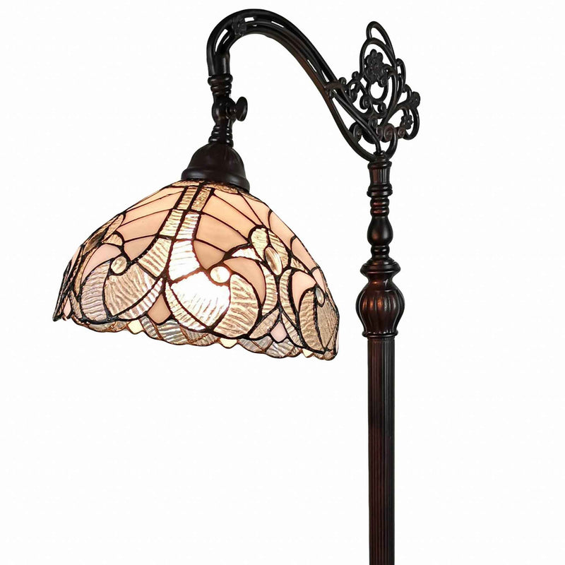62" Brown And White Floor Lamp With White Glass Bowl Shade