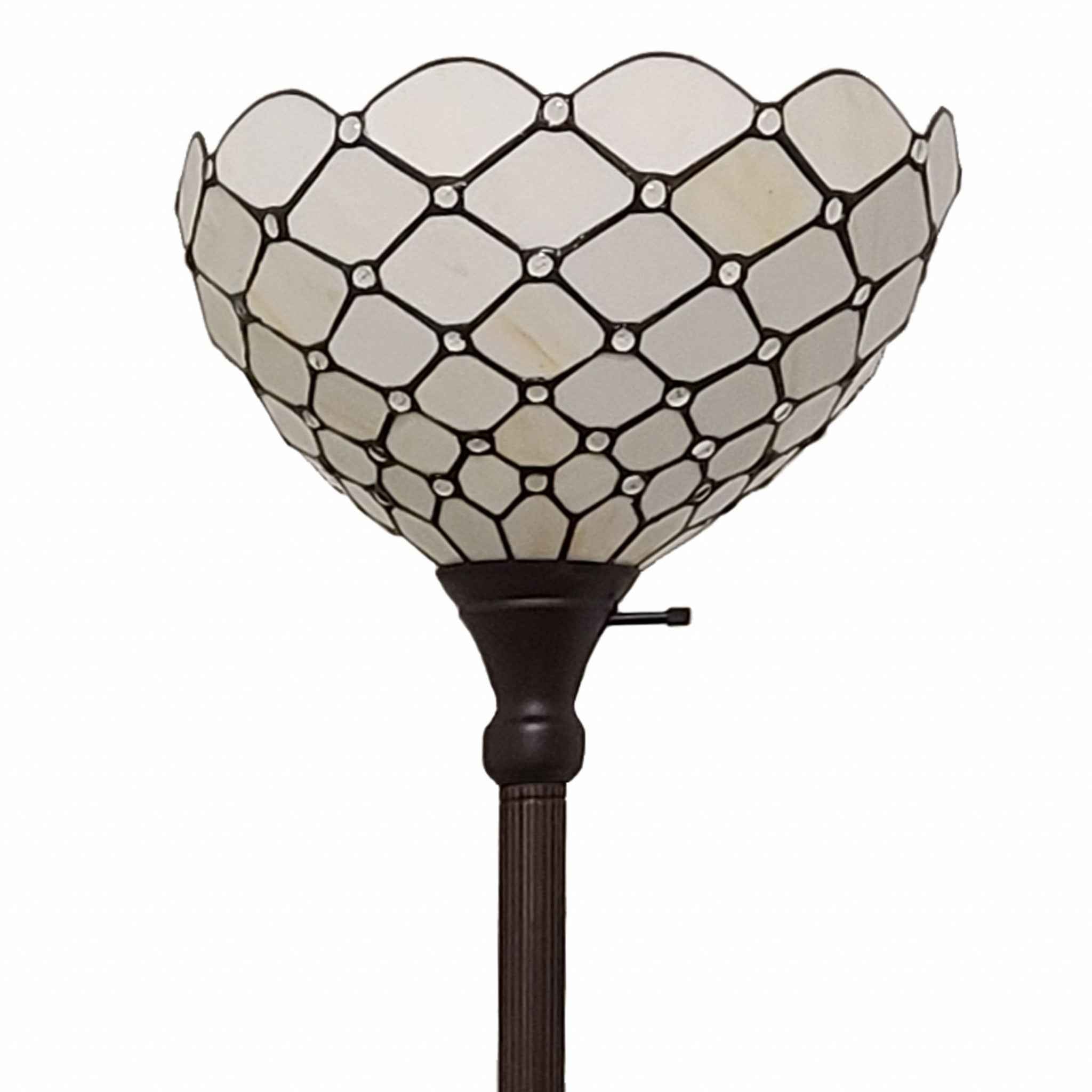 62" Brown And White Floor Lamp With White Glass Bowl Shade