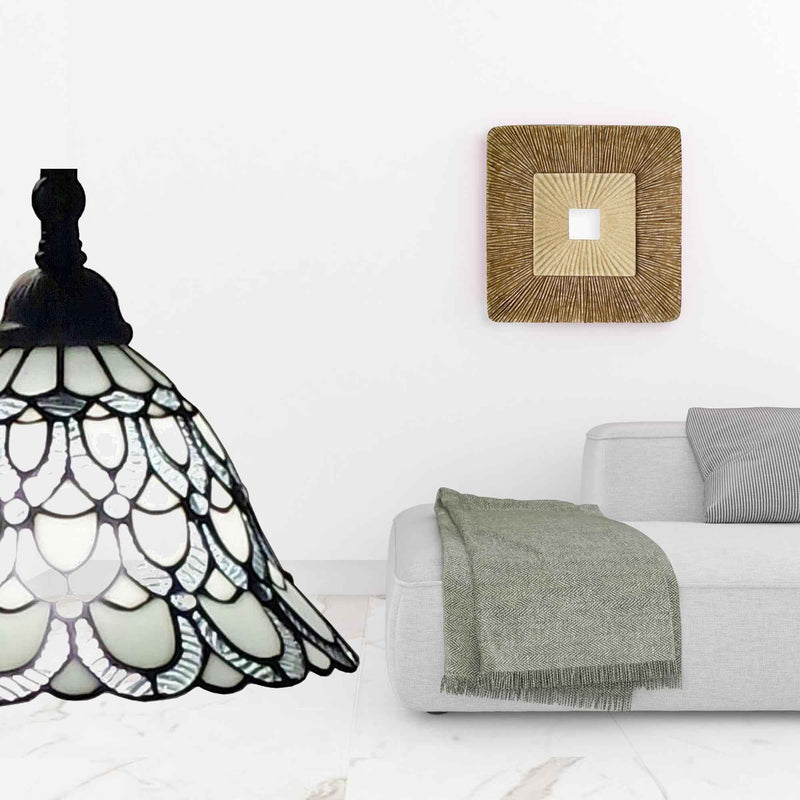 62" Brown Traditional Shaped Floor Lamp With White Stained Glass Bowl Shade