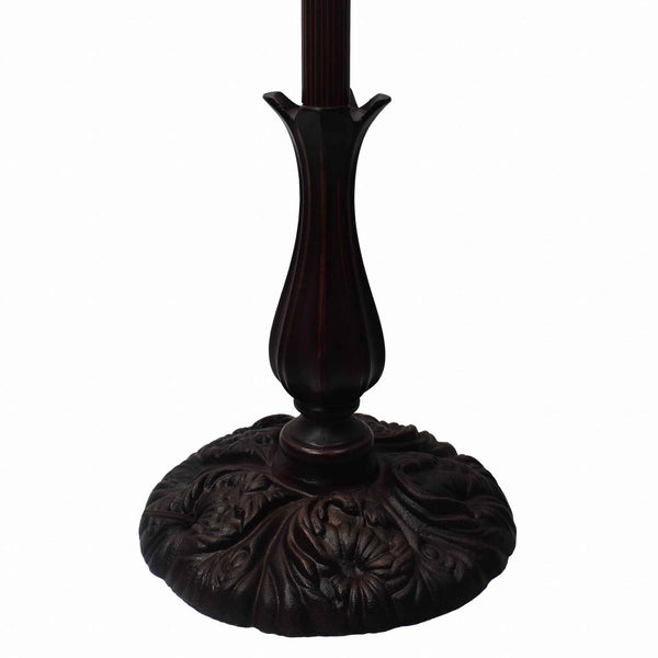 62" Brown And White Floor Lamp With White Glass Bowl Shade