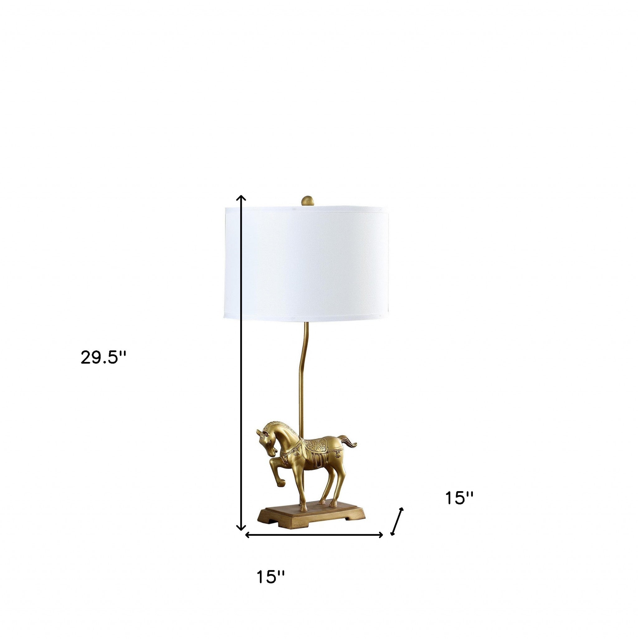 30" Gold Stallion Horse Table Lamp With White Shade - Lighting