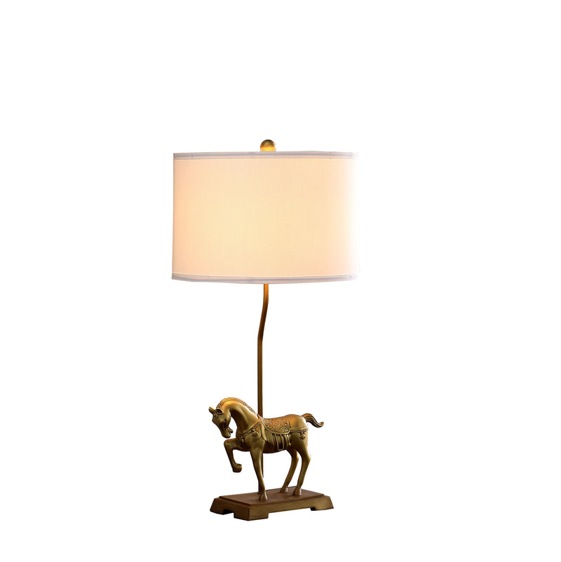 30" Gold Stallion Horse Table Lamp With White Shade - Lighting