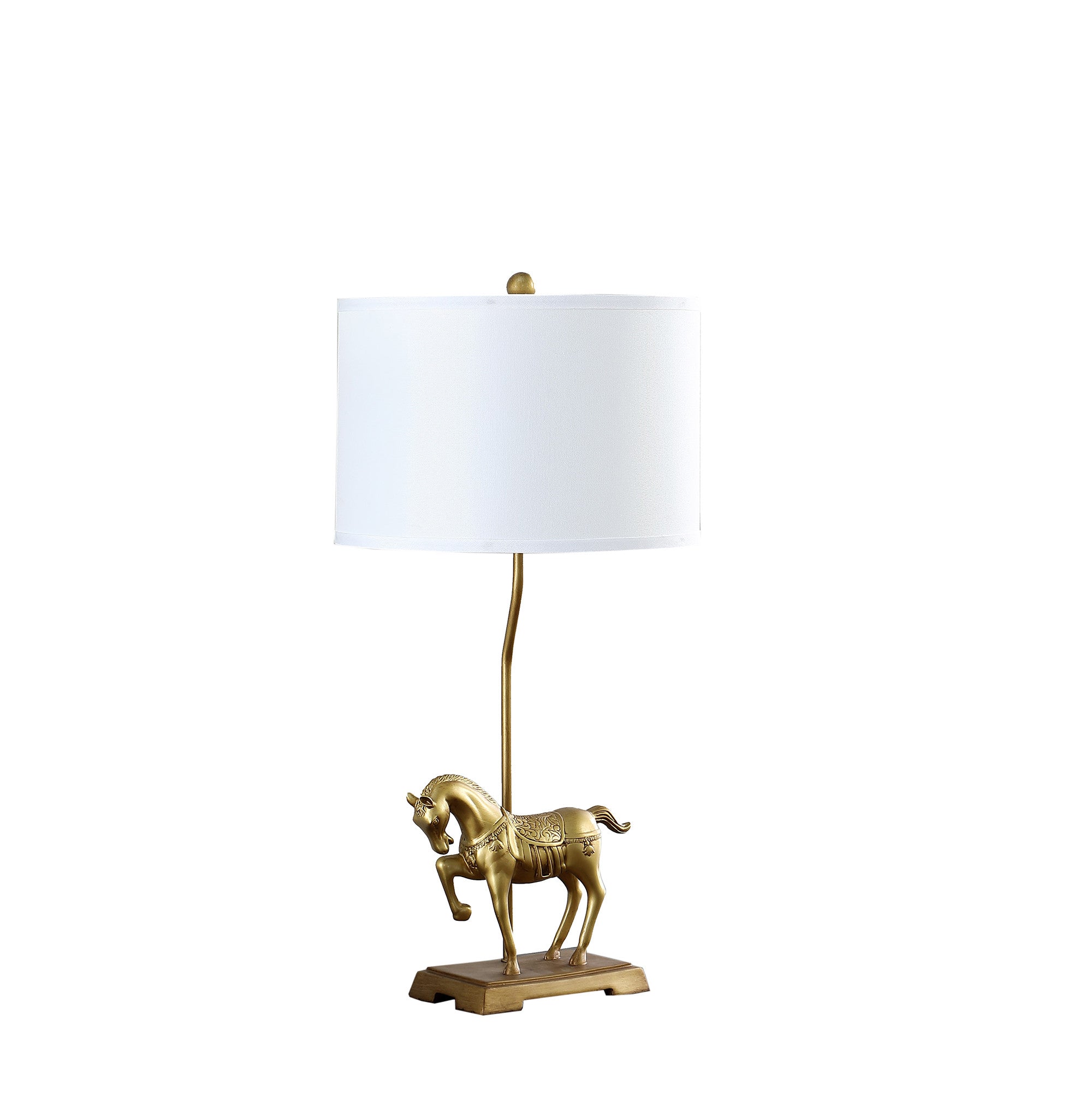 30" Gold Stallion Horse Table Lamp With White Shade - Lighting