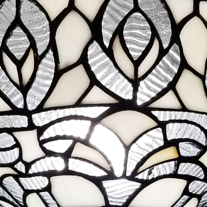 62" Brown And White Torchiere Floor Lamp With White Peacock Feather Glass Dome Shade